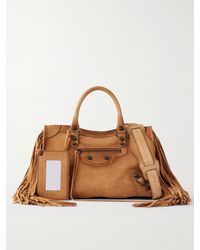 Balenciaga - Le City Small Fringed Suede Shoulder Bag - Lyst