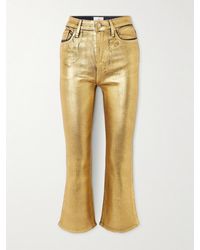 FRAME - Le Crop Mini Verkürzte, Hoch Sitzende Bootcut-Jeans Aus Beschichtetem Denim - Lyst