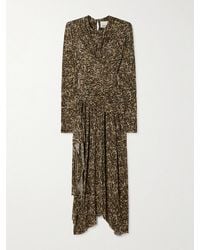 Isabel Marant - Zeidi Wrap-Effect Draped Leopard-Print Stretch-Jersey Midi Dress - Lyst