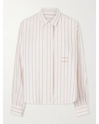 Calvin Klein - Amari Pinstriped Cotton And Silk-Blend Shirt - Lyst