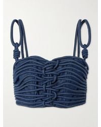 ANDRES OTALORA - Redes Cropped Corded Chambray Top - Lyst