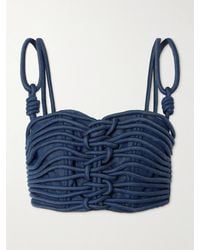ANDRES OTALORA - Redes Cropped Corded Chambray Top - Lyst