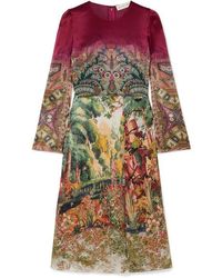 Etro Printed Crepe De Chine Midi Dress - Natural
