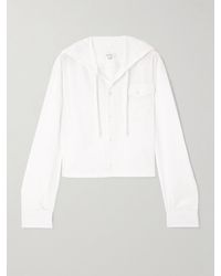 JW Anderson - Cropped Hooded Pinstriped Poplin Shirt - Lyst