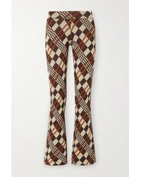 Dodo Bar Or Lola Checked Jacquard-knit Flared Trousers - Brown