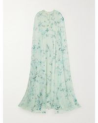 Erdem - Kenley Cape-effect Tie-detailed Floral-print Silk-voile Gown - Lyst