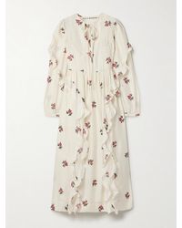 Alix Of Bohemia - Lina Ruffled Floral-Print Silk-Voile Midi Dress - Lyst