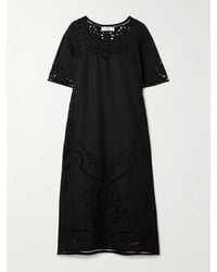 Sea - Lula Midikleid Aus Voile Mit Lochstickerei - Lyst