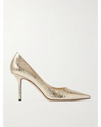 Jimmy Choo - Love 85 Metallic Cracked-Leather Pumps - Lyst