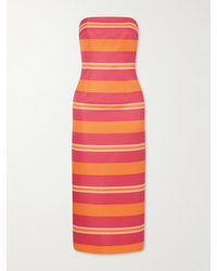 Emilia Wickstead - Manolo Blahnik Leila Striped Taffeta-Faille Midi Dress - Lyst