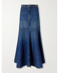 Ulla Johnson - The Madelyn Embellished Paneled Denim Maxi Skirt - Lyst