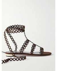 Aquazzura - Infinity Chain Cutout Suede Sandals - Lyst