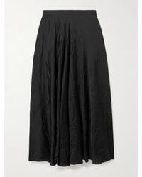 Balenciaga - Pleated Crinkled-Satin Midi Skirt - Lyst