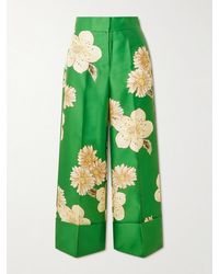 ALÉMAIS - Sage Printed Recycled Satin-Twill Wide-Leg Pants - Lyst