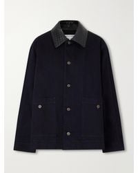 Bottega Veneta - Intrecciato Leather-Trimmed Denim Jacket - Lyst