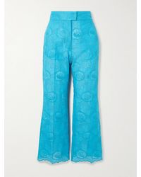 Valentino Garavani - Broderie Anglaise Cotton Bootcut Pants - Lyst