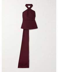 Safiyaa - Odele Asymmetric Draped Crepe Halterneck Top - Lyst