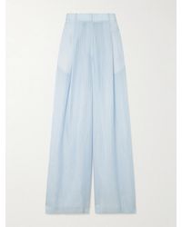 Dries Van Noten - Striped Satin-Crepe Wide-Leg Pants - Lyst