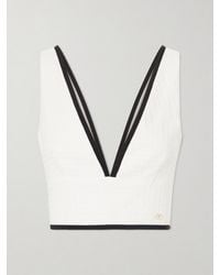 Valentino Garavani - Canestrello Cropped Cotton-Tweed Top - Lyst