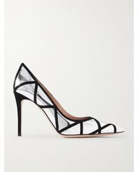 Gianvito Rossi - 95 Suede-Trimmed Mirrored-Leather Pumps - Lyst
