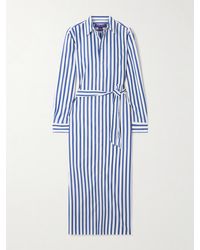 Ralph Lauren - Vicki Belted Striped Cotton-Poplin Midi Shirt Dress - Lyst