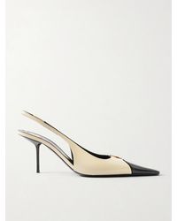 Saint Laurent - Babylone Embellished Two-Tone Leather Slingback Pumps - Lyst