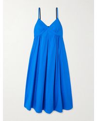 Proenza Schouler - Barker Gathered Cotton-Blend Poplin Midi Dress - Lyst