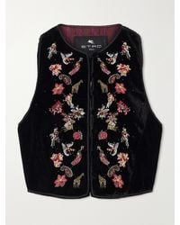 Etro - Bead-Embellished Cropped Velvet Vest - Lyst