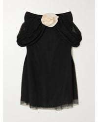 BERNADETTE - Daffodil Floral-Appliquéd Point D'Esprit Tulle And Silk Crepe De Chine Mini Dress - Lyst