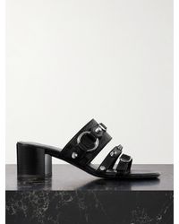 Balenciaga - City Embellished Crinkled-Leather Mules - Lyst