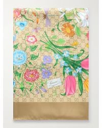 Gucci - Flora Printed Silk-Twill Scarf - Lyst