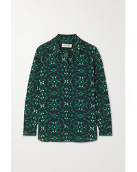 Cefinn Skyla Printed Silk Crepe De Chine Shirt - Green