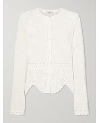 Erdem - Crocheted Cotton Peplum Cardigan - Lyst