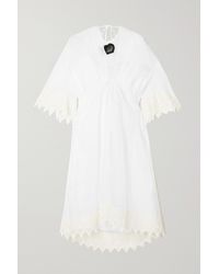 Loewe Macramé-trimmed Cotton-organza Midi Dress - White