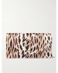 Christian Louboutin - Loubi54 Clutch Aus Satin Mit Leopardenprint Und Verzierung - Lyst