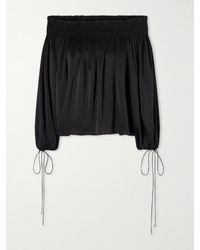 Chloé - Off-The-Shoulder Gathered Silk-Satin Blouse - Lyst