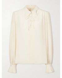 Valentino Garavani - Bow-Embellished Silk-Crepe De Chine Blouse - Lyst