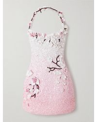 Oscar de la Renta - Embellished Sequined Organza Mini Dress - Lyst