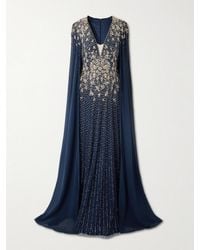Jenny Packham - Celeste Cape-Effect Embellished Tulle Gown - Lyst