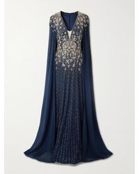 Jenny Packham - Celeste Cape-Effect Embellished Tulle Gown - Lyst