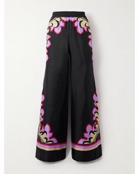 La DoubleJ - Icon Palazzo Printed Silk-Twill Wide-Leg Pants - Lyst