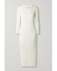 CASASOLA Luiza Ribbed Silk And Cotton-blend Midi Dress - White