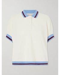 Marni - Embroidered Striped Cotton-Piqué Polo Shirt - Lyst