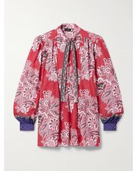 Etro - Pintucked Floral-Print Cotton And Silk-Blend Voile Blouse - Lyst