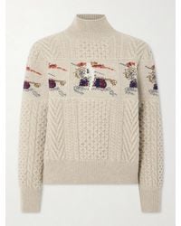 Burberry - Cable-Knit Jacquard Wool And Cashmere-Blend Turtleneck Sweater - Lyst