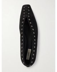 TOTEME - Lace-Up Eyelet-Embellished Suede Ballet Flats - Lyst