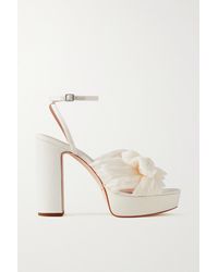 Loeffler Randall Camellia Bow-embellished Plissé-organza Sandals in White |  Lyst UK