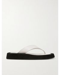 The Row - Ginza Two-Tone Leather And Suede Platform Flip Flops - Lyst