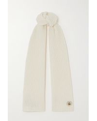 Gucci - Embellished Leather-trimmed Ribbed Wool And Cashmere-blend Scarf - Lyst