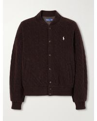 Polo Ralph Lauren - Logo-Embroidered Cable-Knit Wool And Cashmere-Blend Bomber Jacket - Lyst